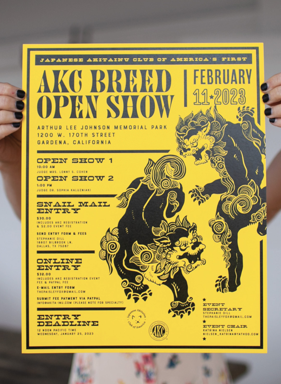 JACA Japanese Akita Komainu hand held poster design