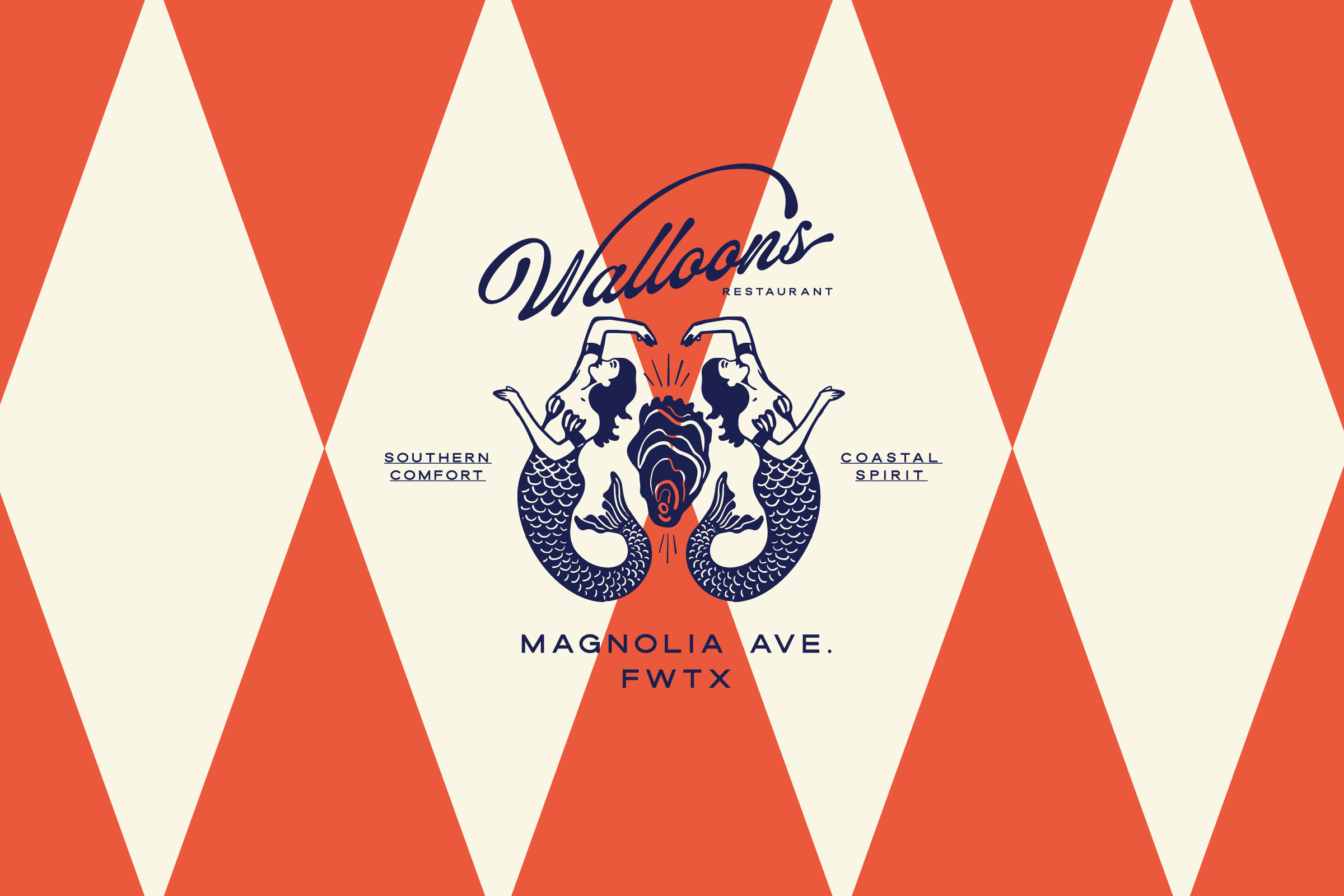 walloon's restaurant fort worth texas magnolia avenue mermaids branding design identity restaurant brands international