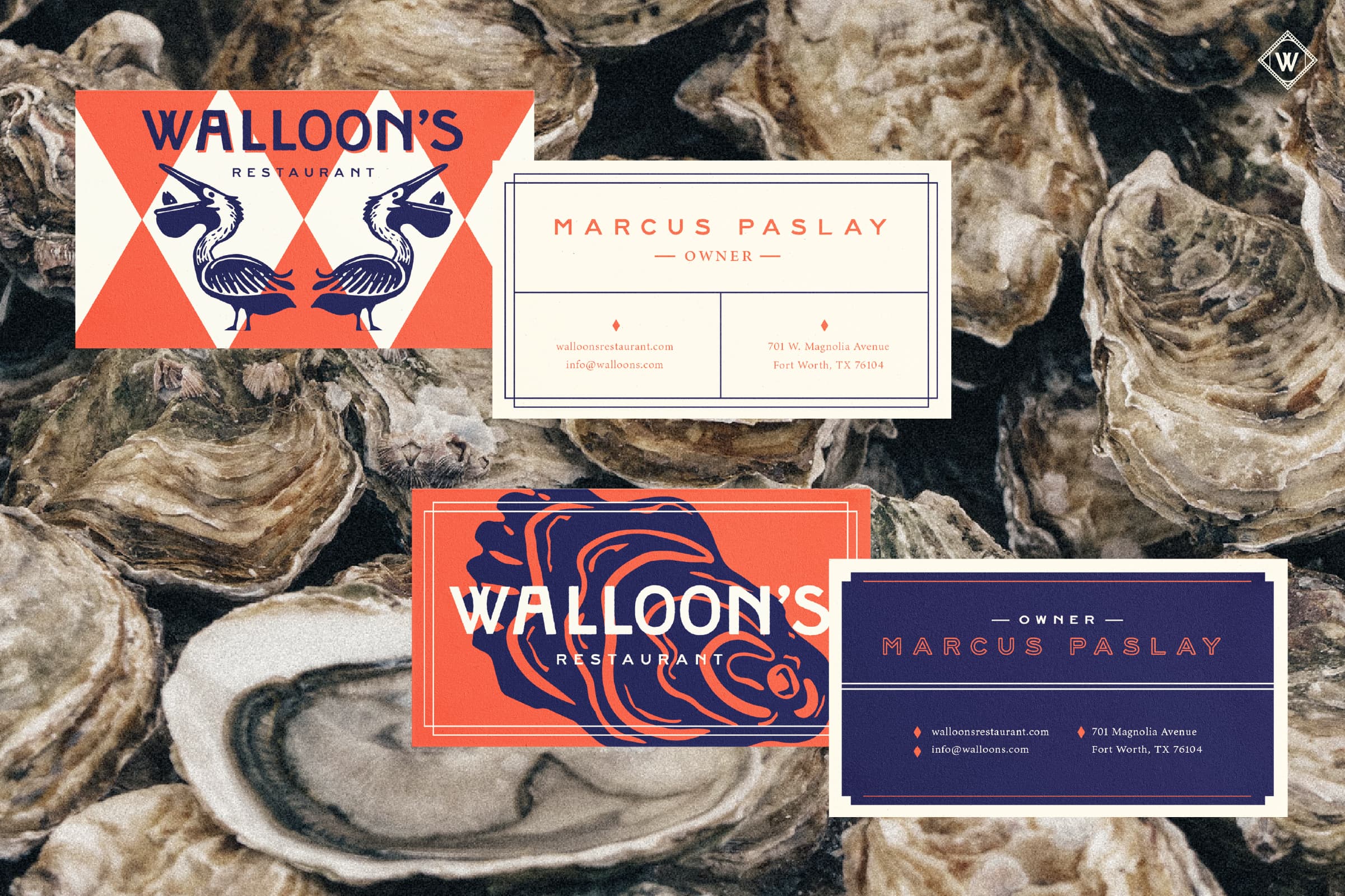 walloon's restaurant branding design identity business cards collateral