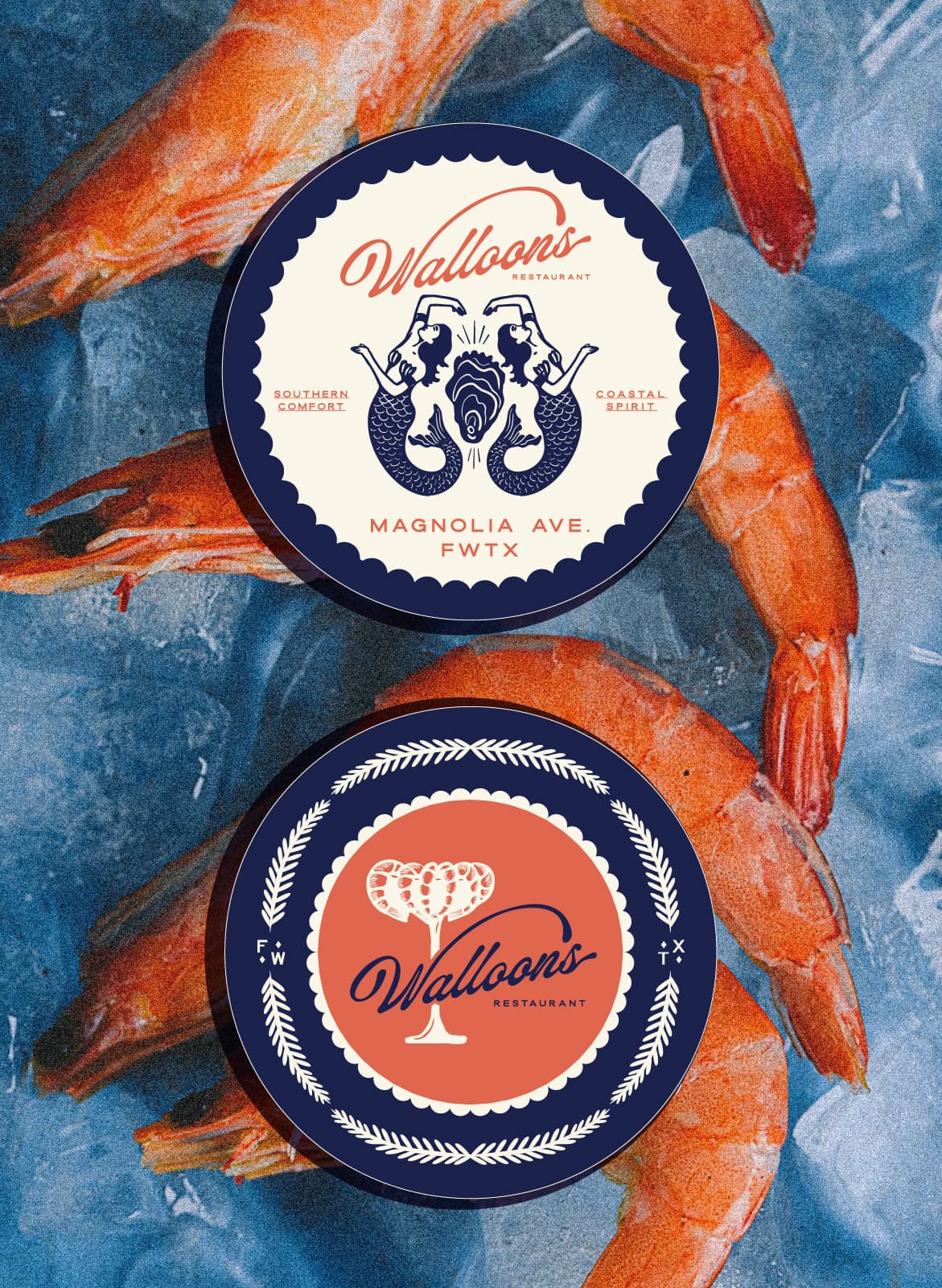 walloon's restaurant branding design identity coasters