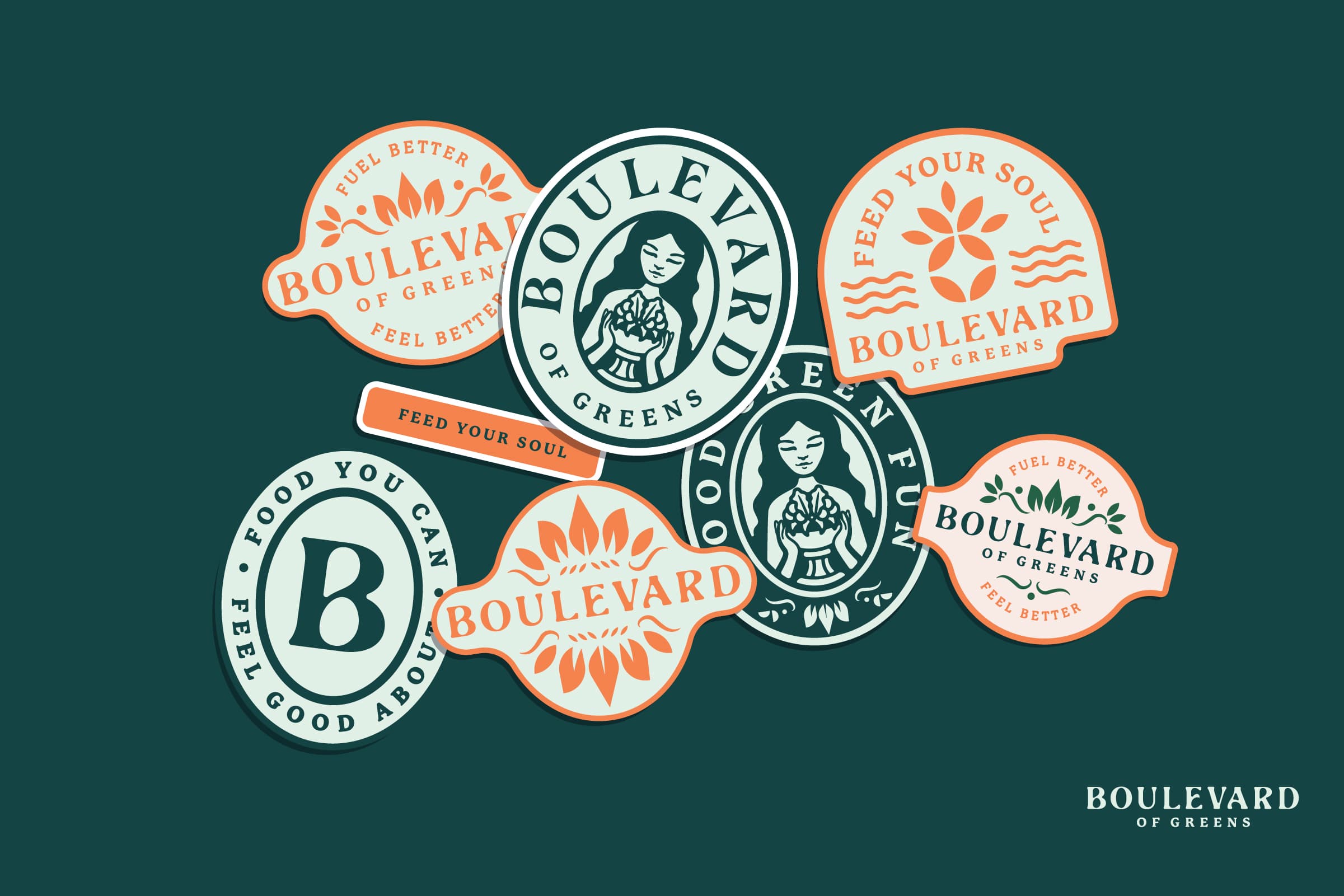 vegan restaurant boulevard of greens sticker design