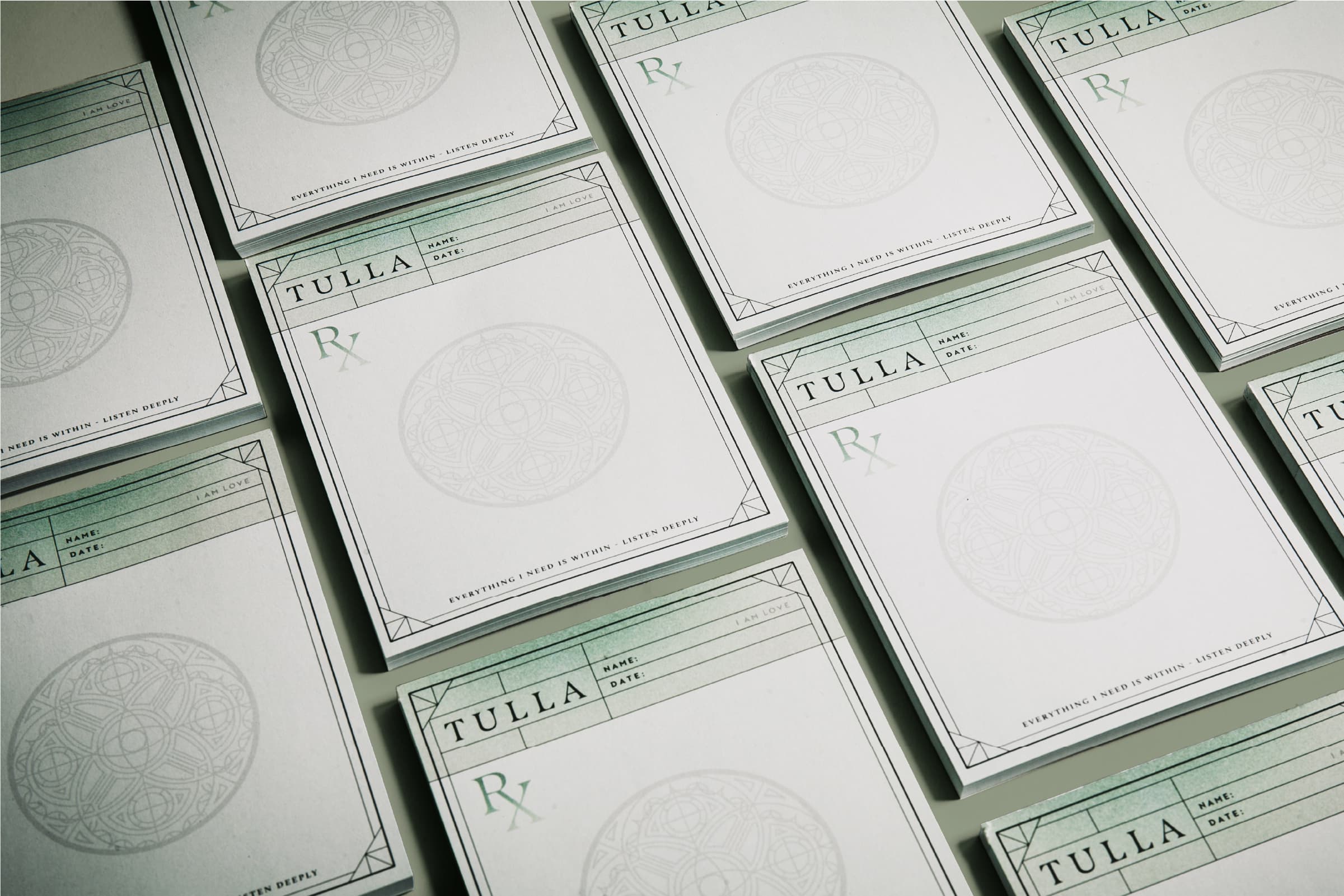 tulla design printed collateral RX pads