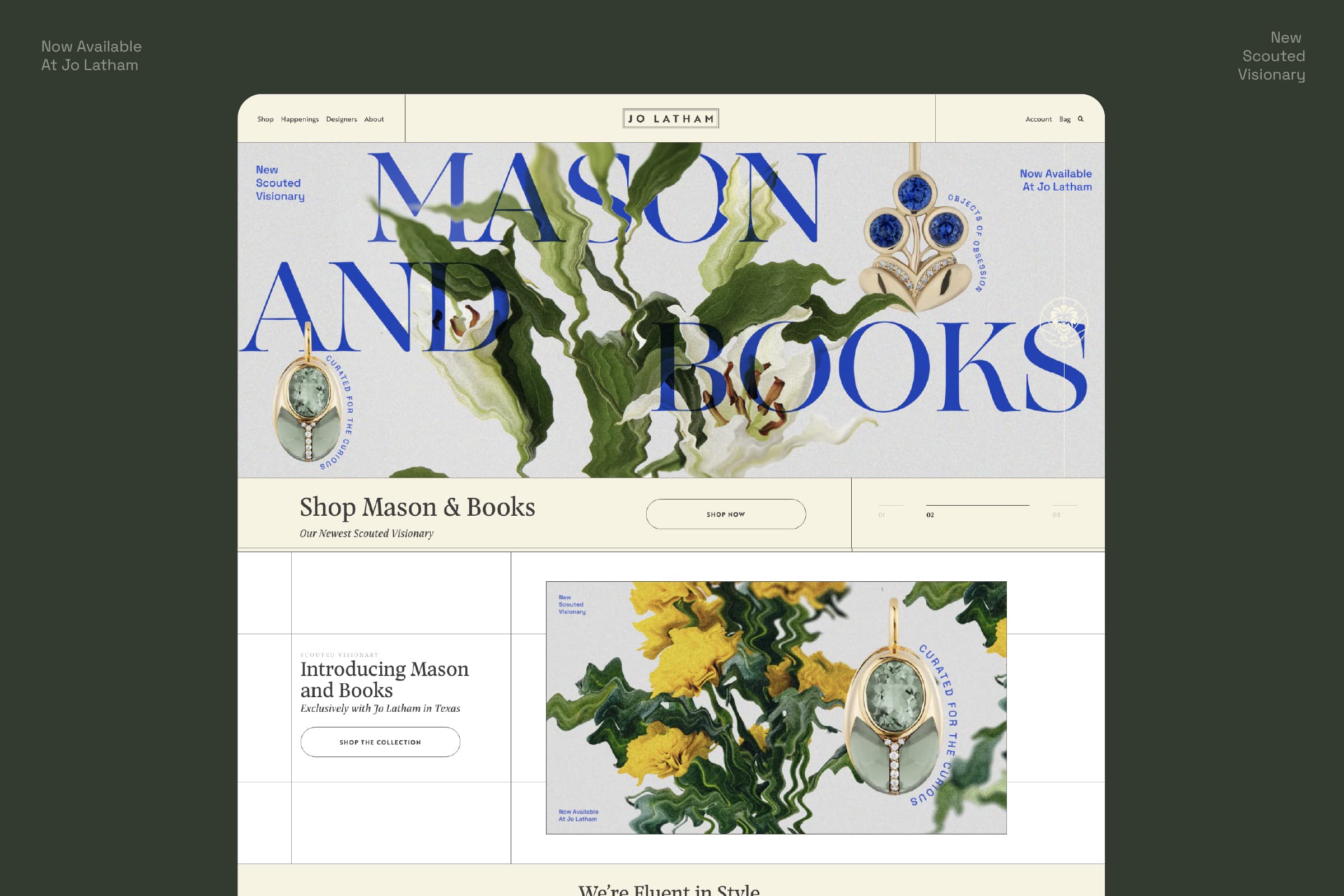 advertising campaign for Jo Latham and Mason and Books jewelry website