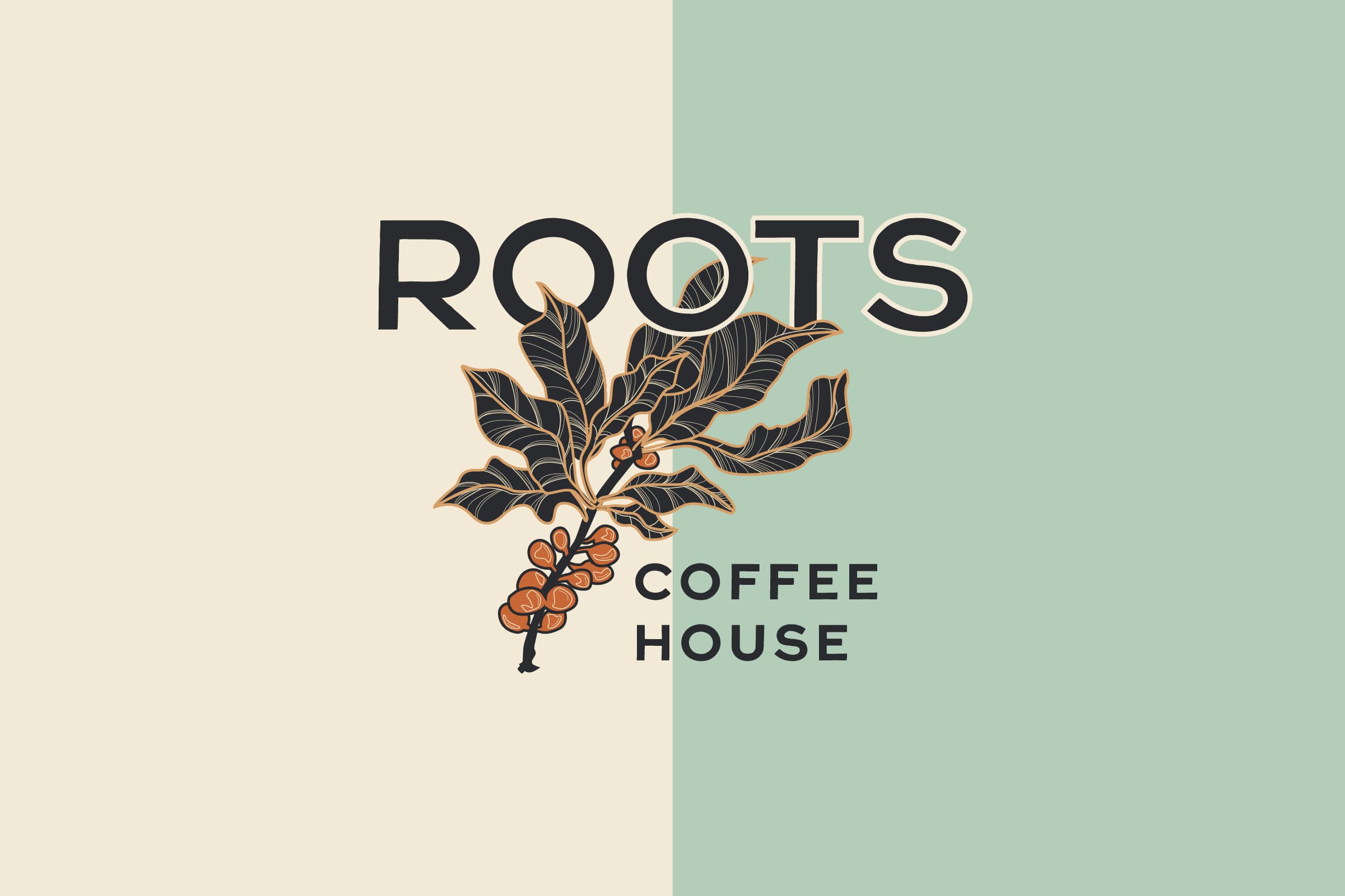 roots coffee house branding design logo