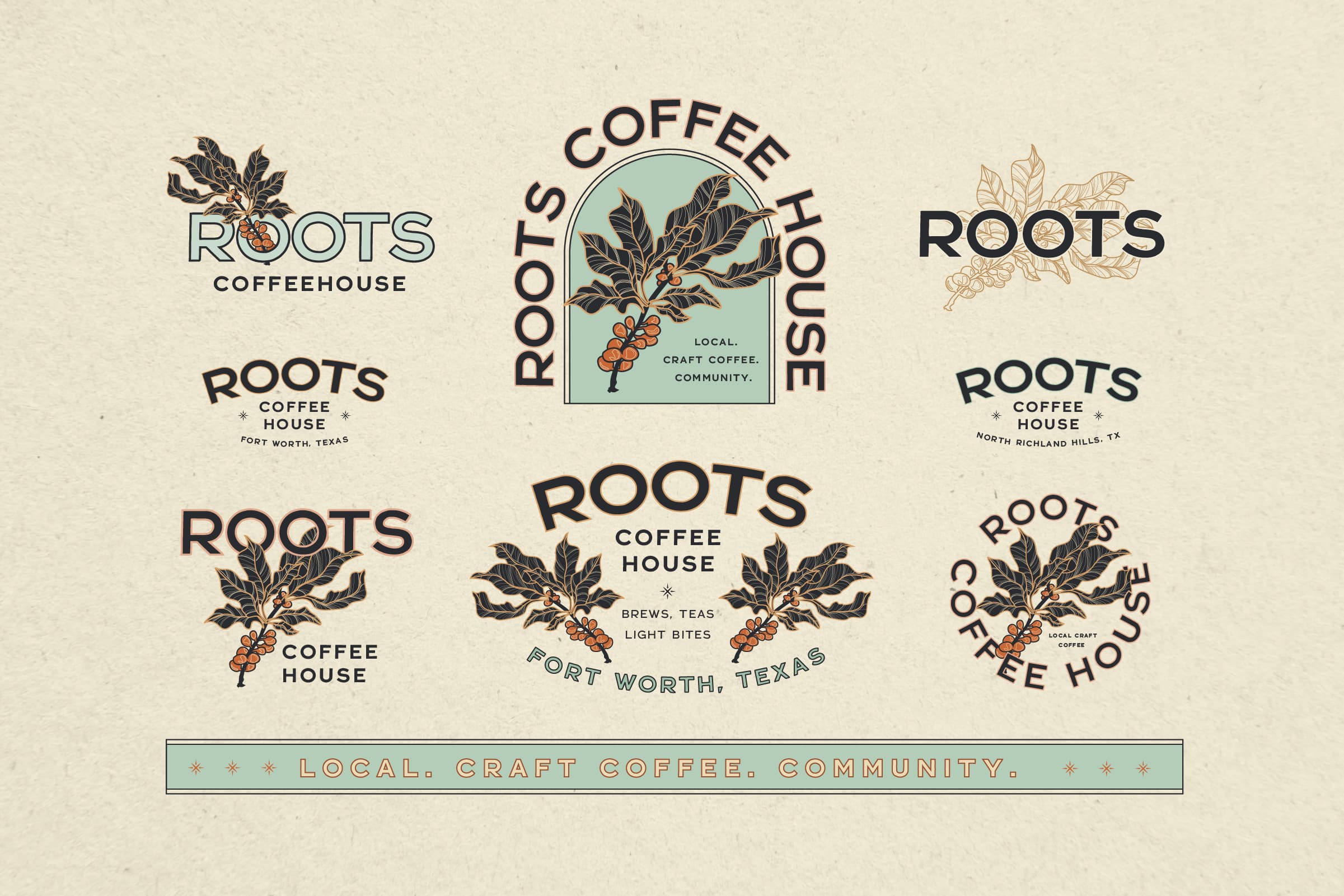 roots coffee house branding design visual identity system