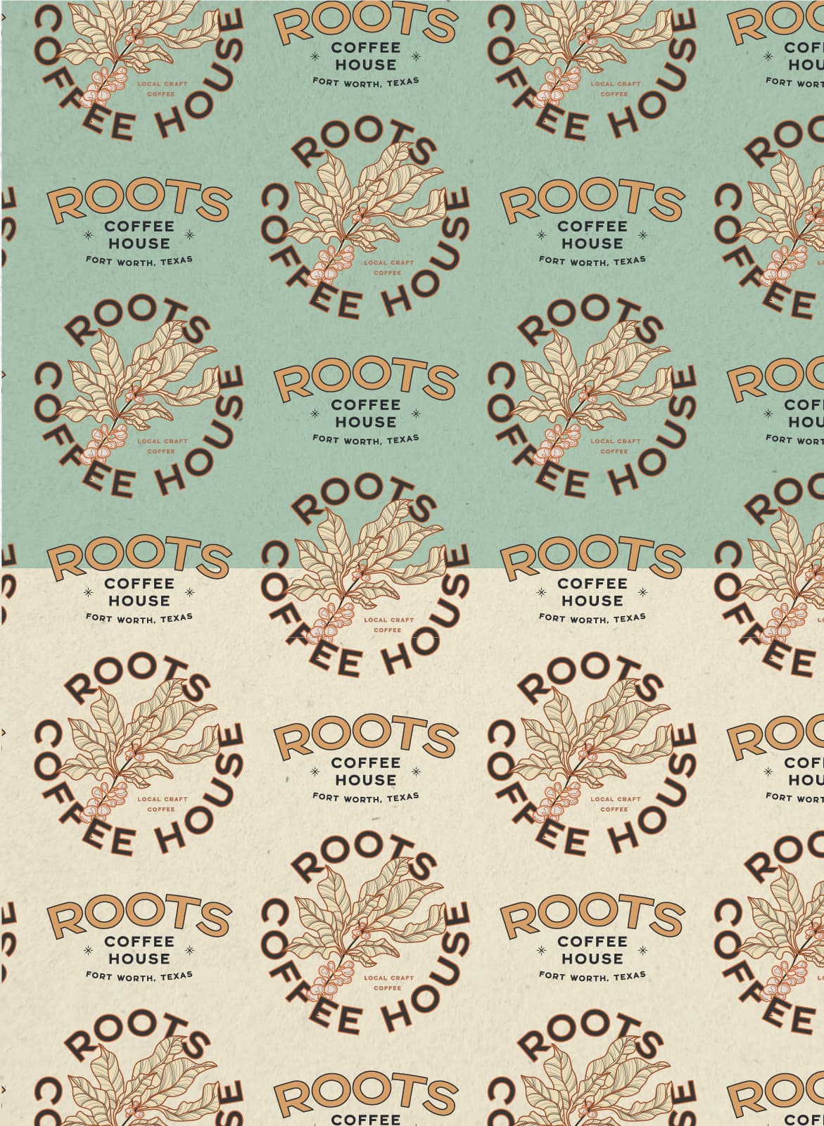 roots coffee house branding design pattern
