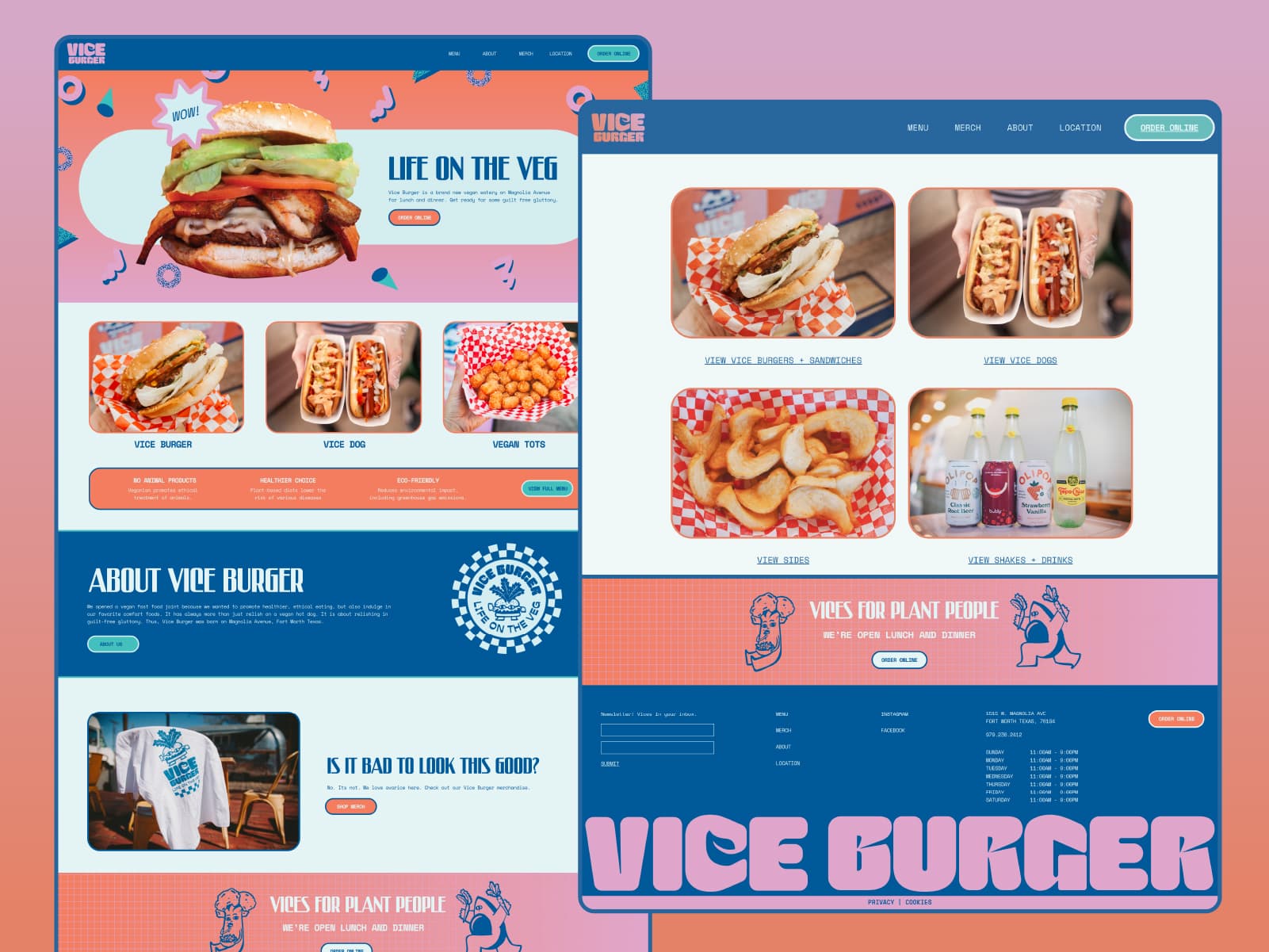 website design by the cooper studio for vice burger