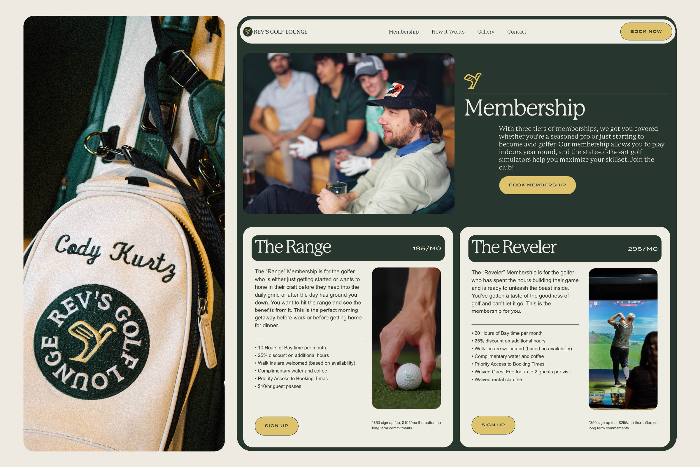 revs golf lounge branding and web design and development