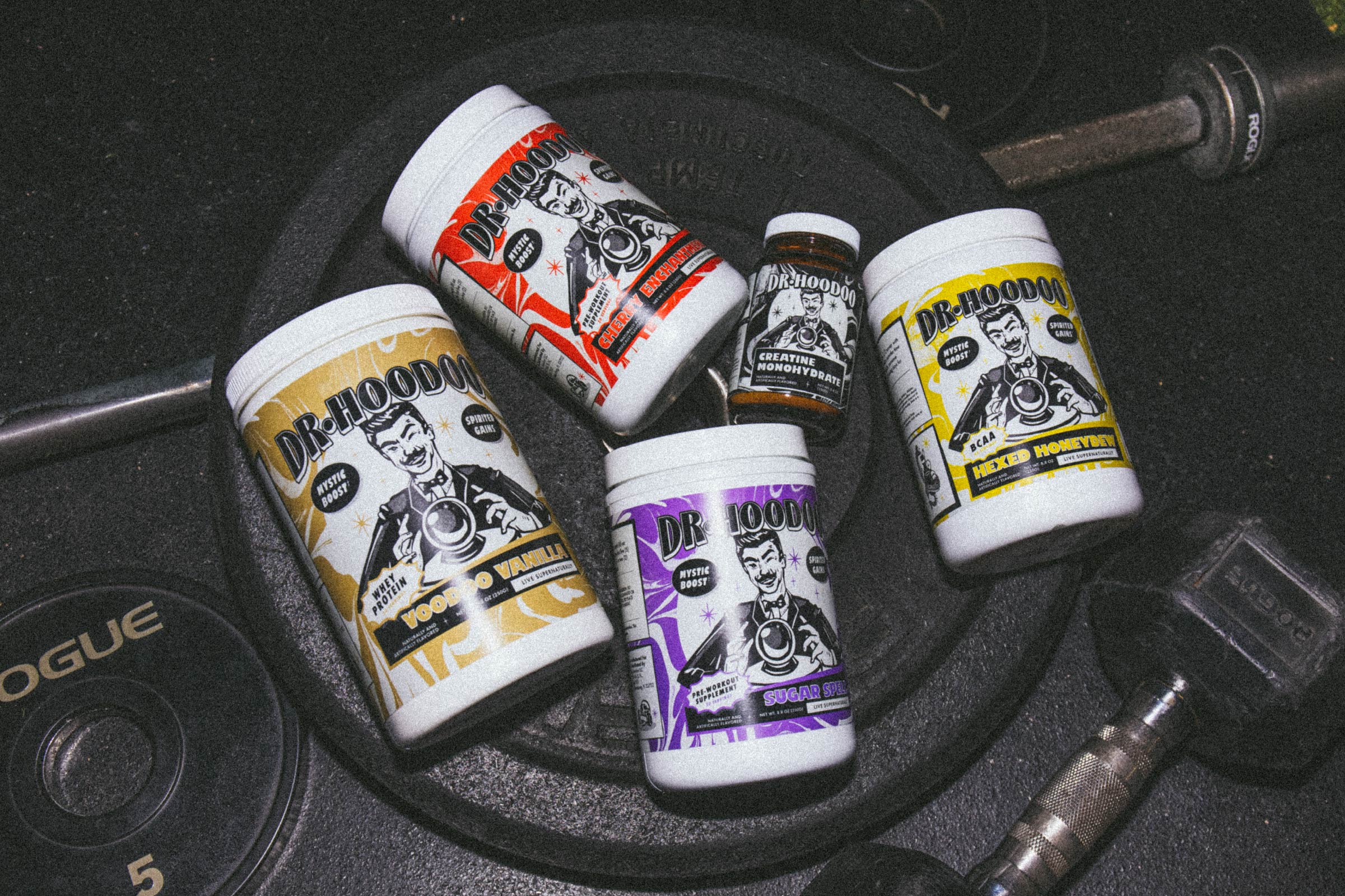 packaging for dr hoodoo in a gym