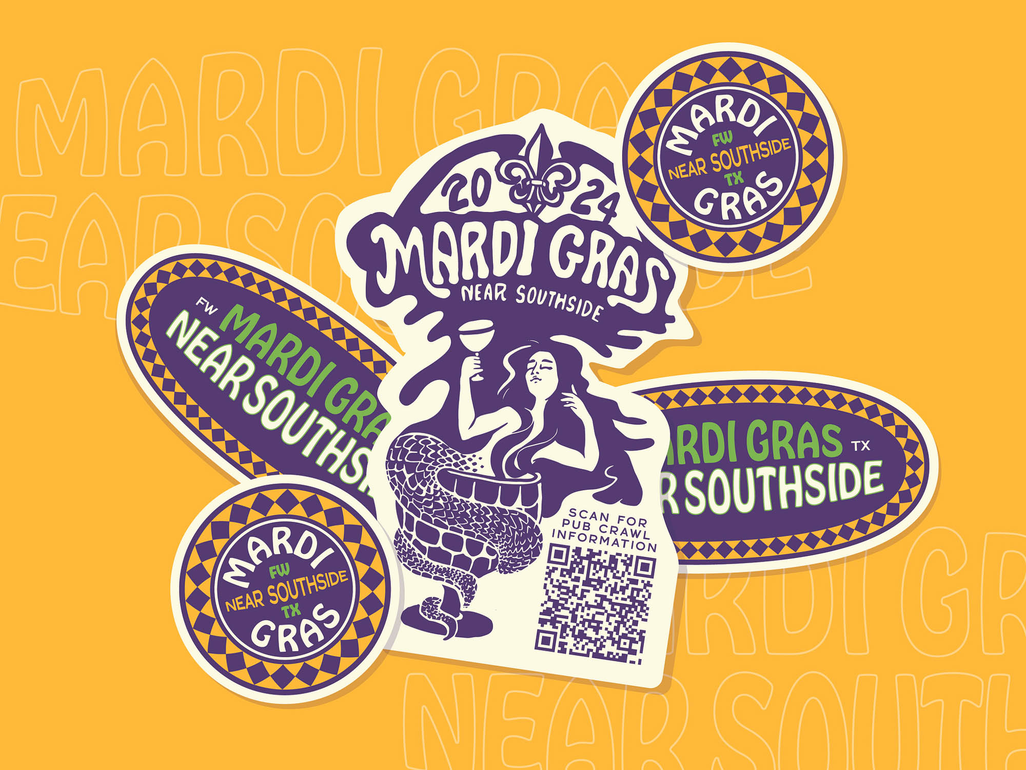 mardi gras near southside collateral stickers